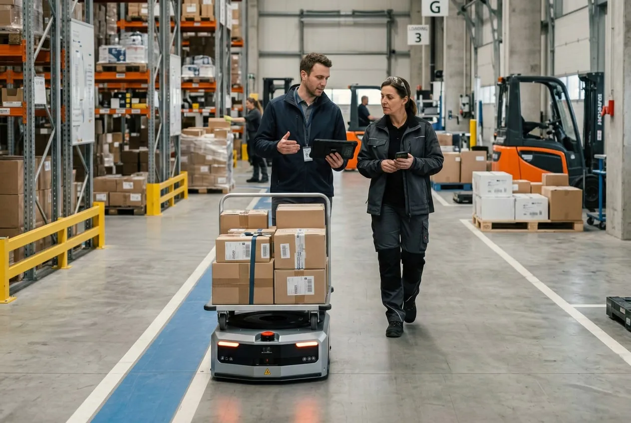 Integrators reviewing stock in a regional warehouse
