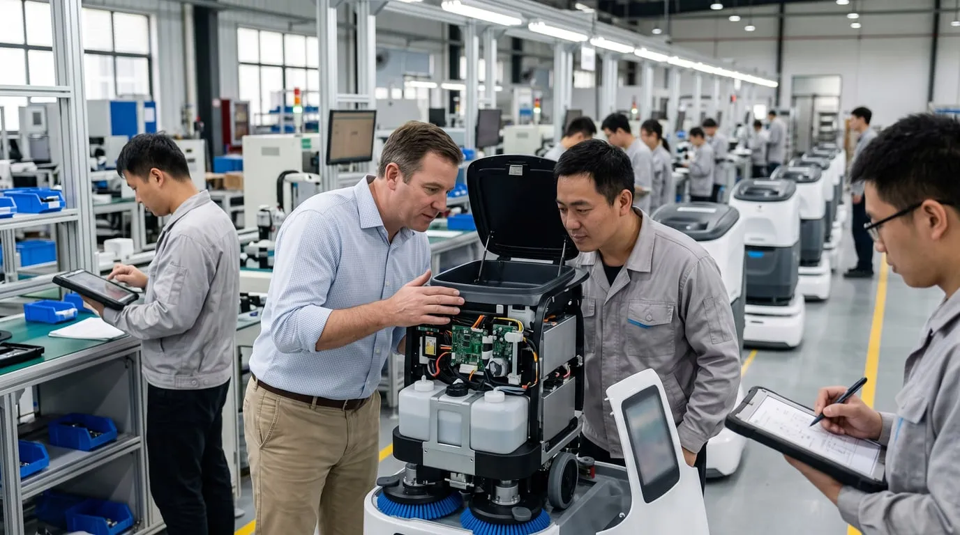 Robot assembly line inspection at a factory in China