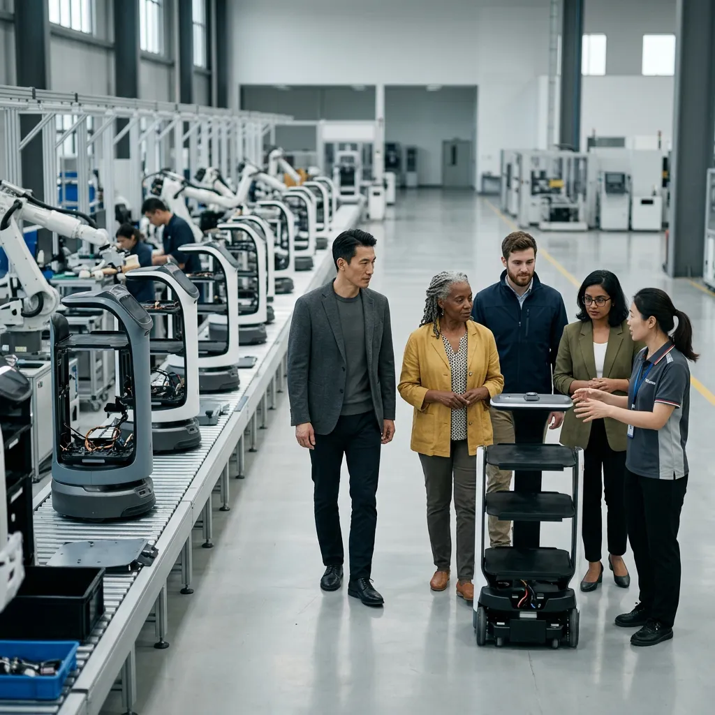 A delegation visiting a factory in China