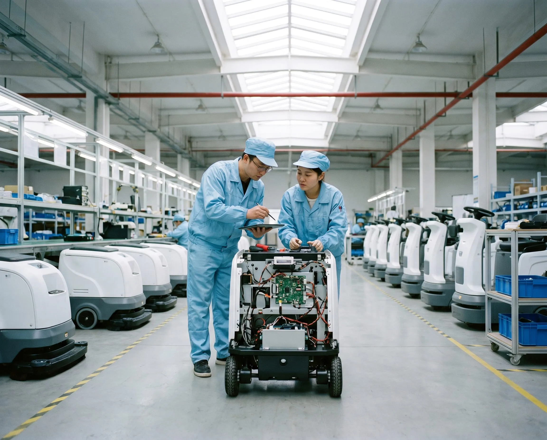 A Chinese robot-factory production line, export-ready