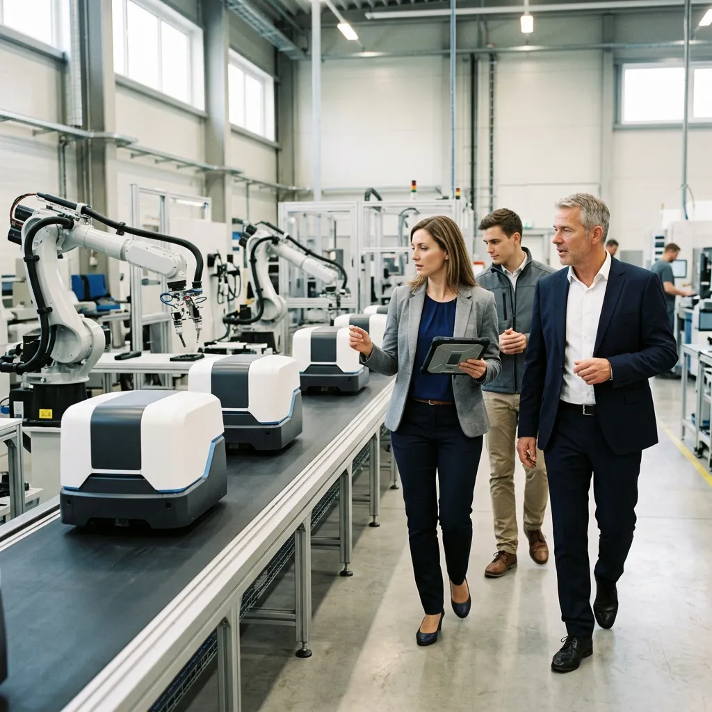 Ein Roboter wird an einem laufenden Standort geprüft